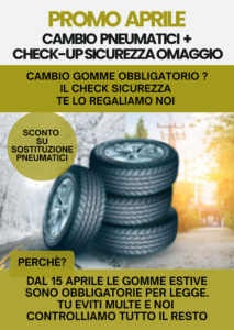 Promo aprile cambio pneumatici con check-up sicurezza omaggio presso V.Auto Venturi
