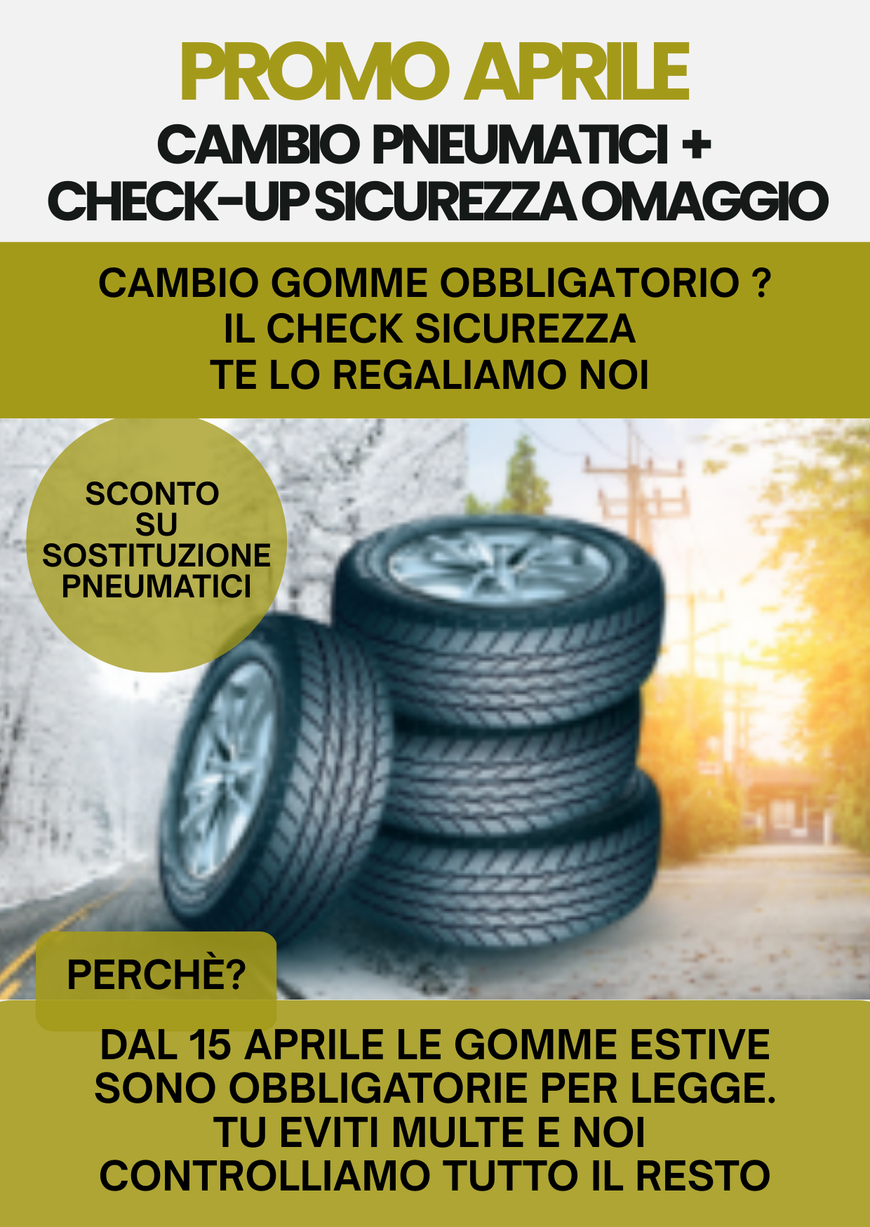 Promo aprile cambio pneumatici con check-up sicurezza omaggio presso V.Auto Venturi