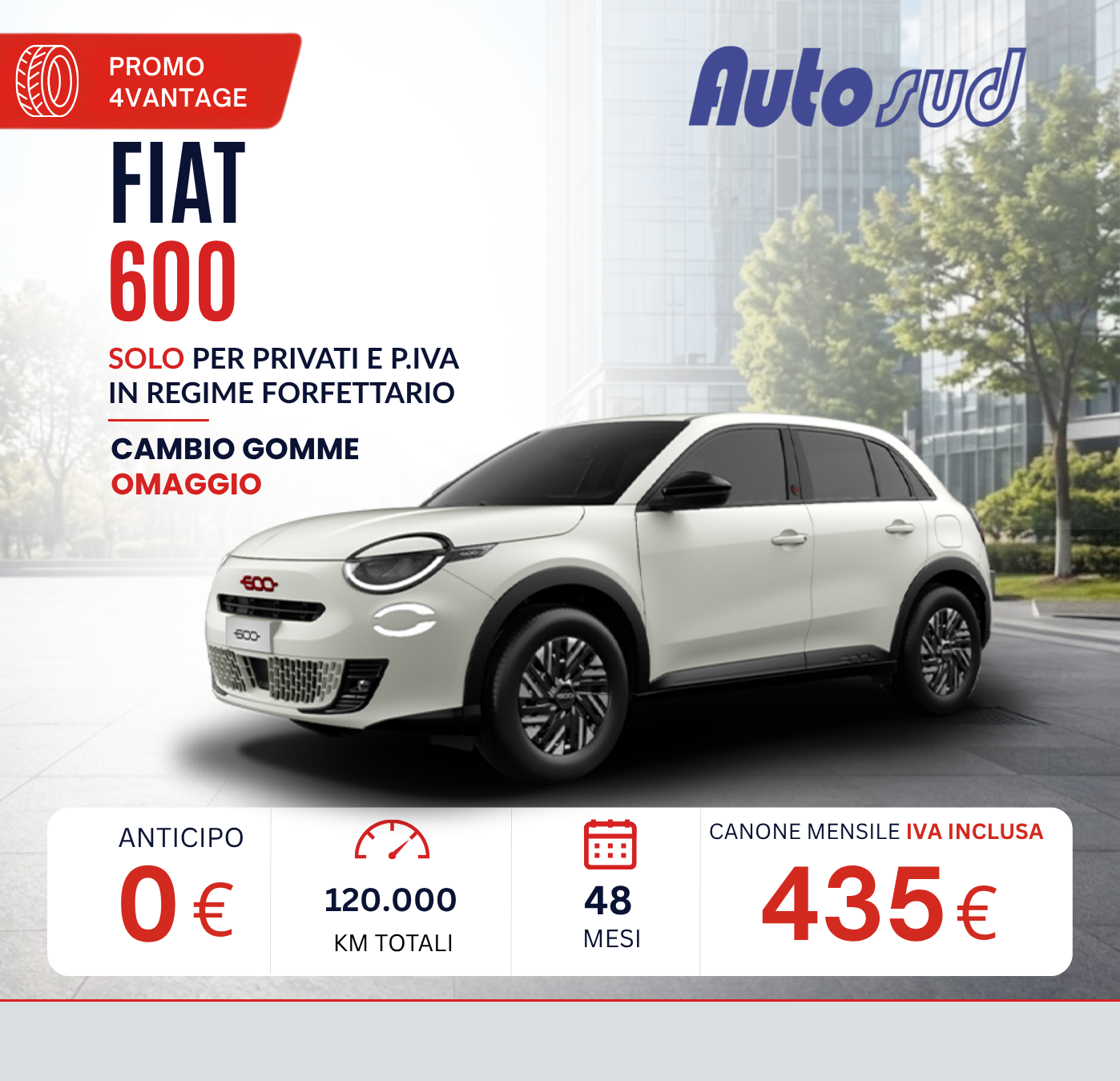 Offerta noleggio lungo termine Fiat 600 Autosud settembre 2026