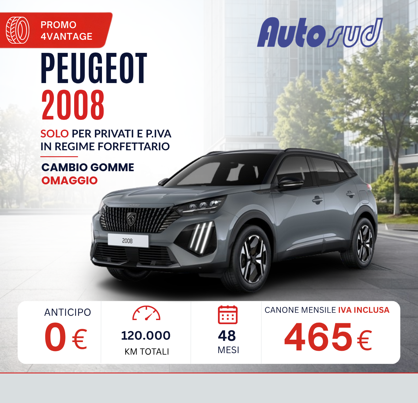 Offerta noleggio lungo termine Peugeot 2008 Autosud settembre 2026