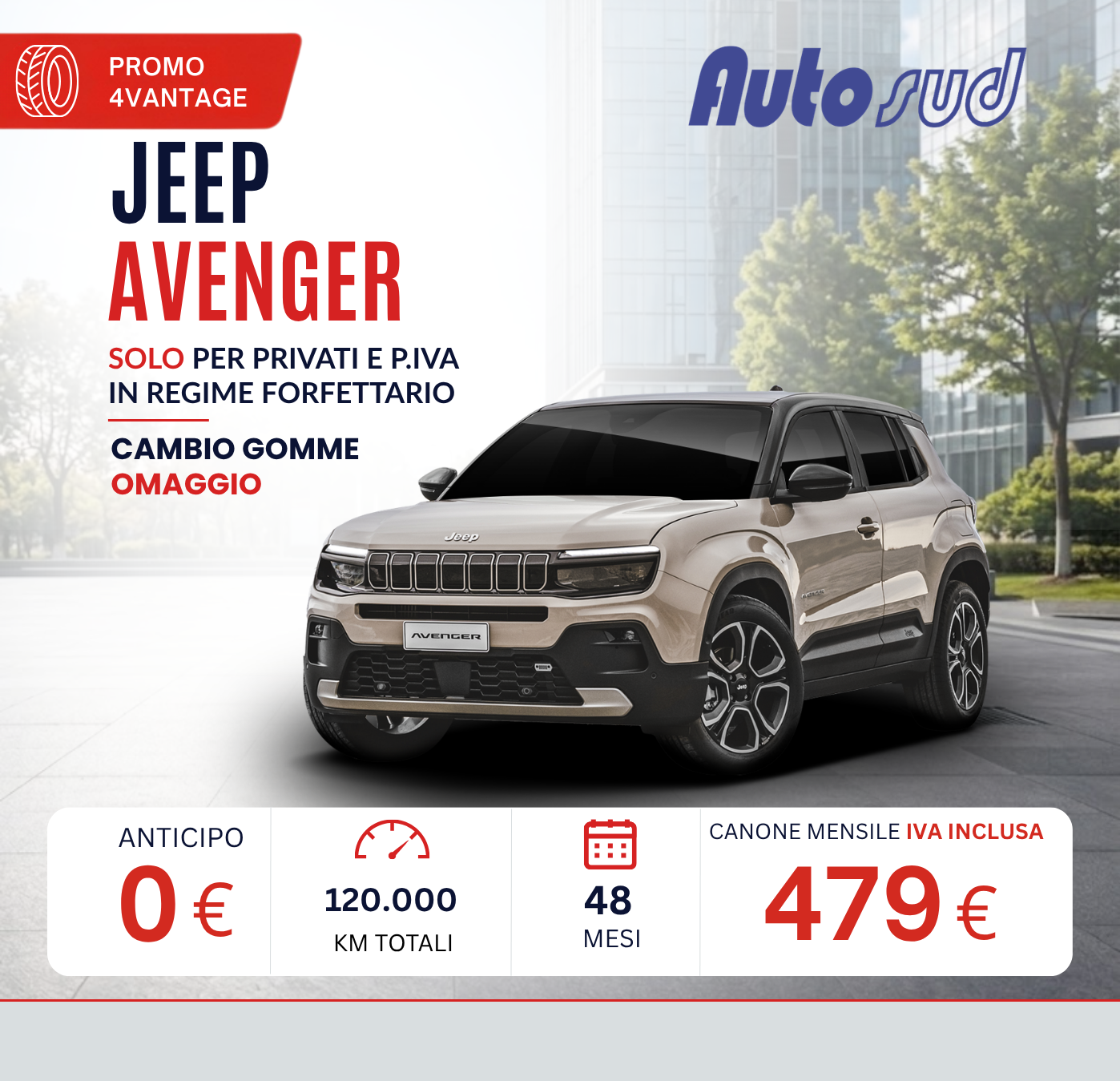 Offerta noleggio lungo termine Jeep Avenger Autosud settembre 2026