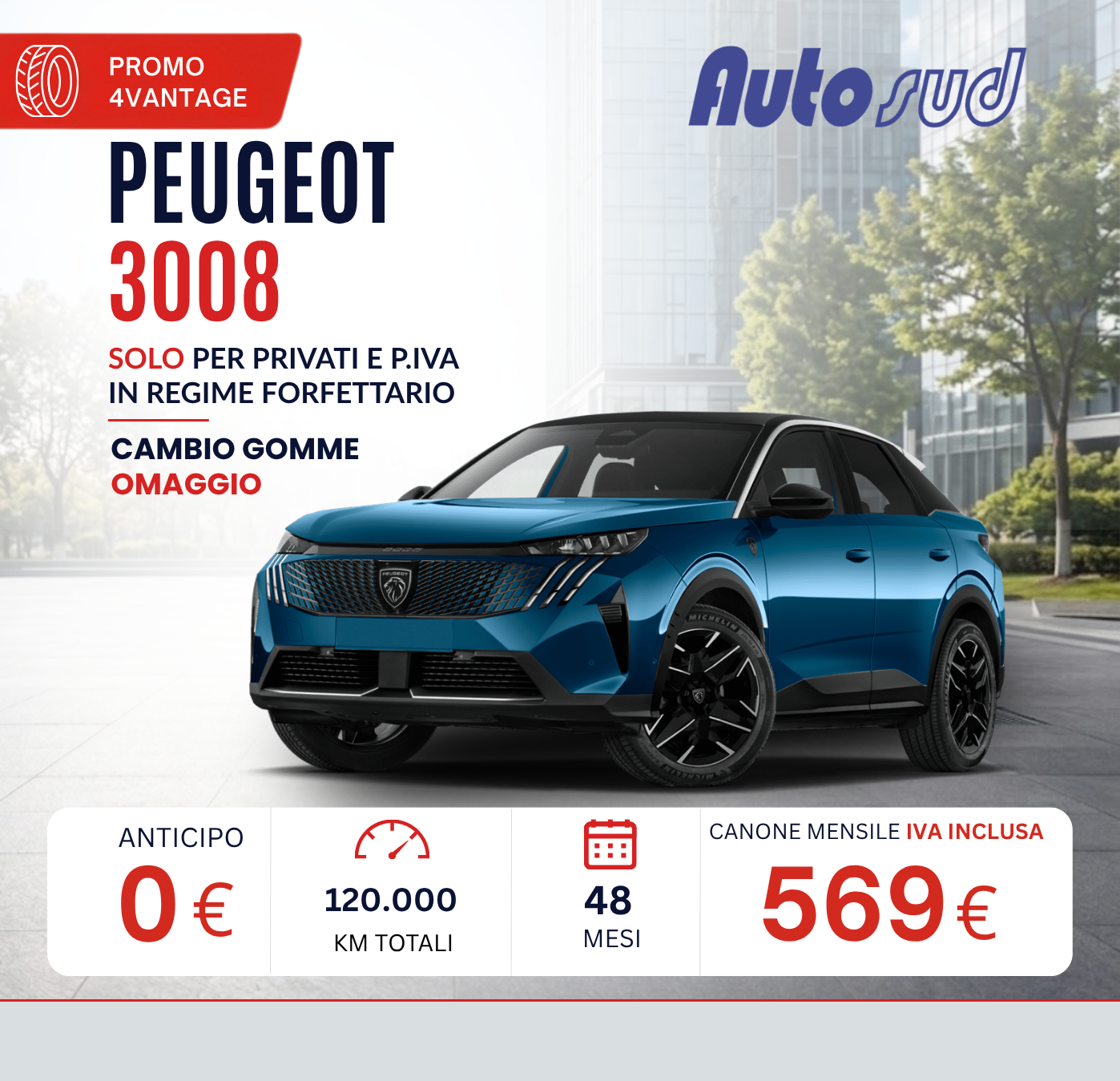 Offerta noleggio lungo termine Peugeot 3008 Autosud settembre 2026
