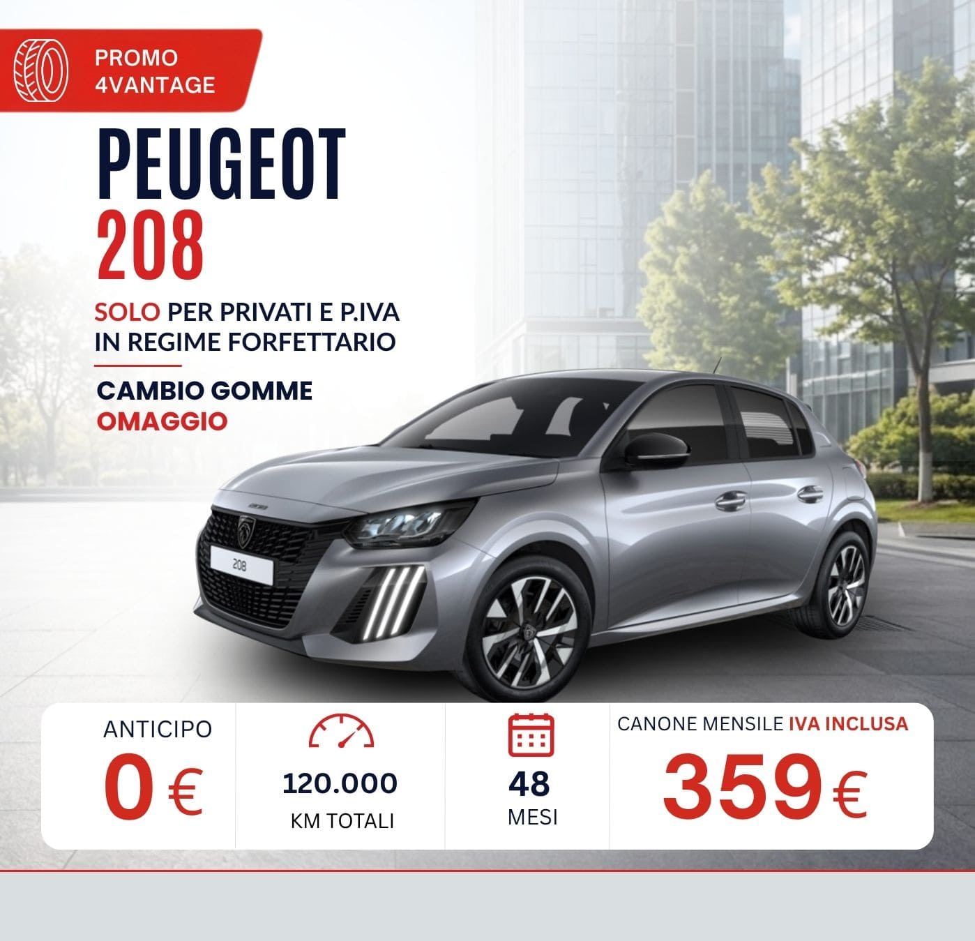 Peugeot 208 – noleggio lungo termine ottobre 2026 da 359 € al mese