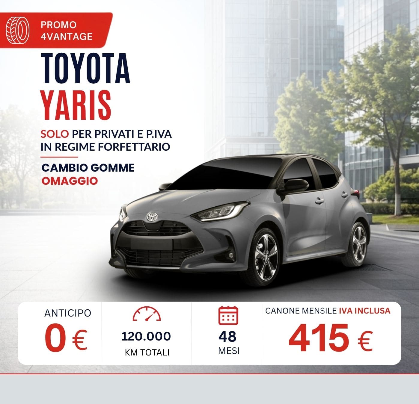 Toyota Yaris – noleggio lungo termine ottobre 2026 da 415 € al mese