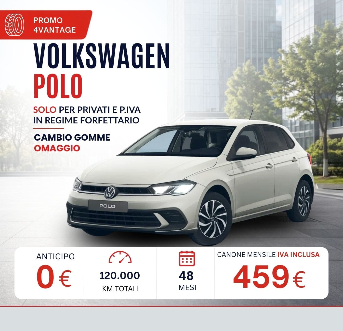 Volkswagen Polo – noleggio lungo termine ottobre 2026 da 459 € al mese