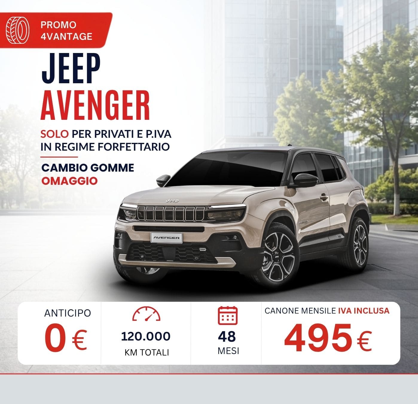 Jeep Avenger – noleggio lungo termine ottobre 2026 da 495 € al mese