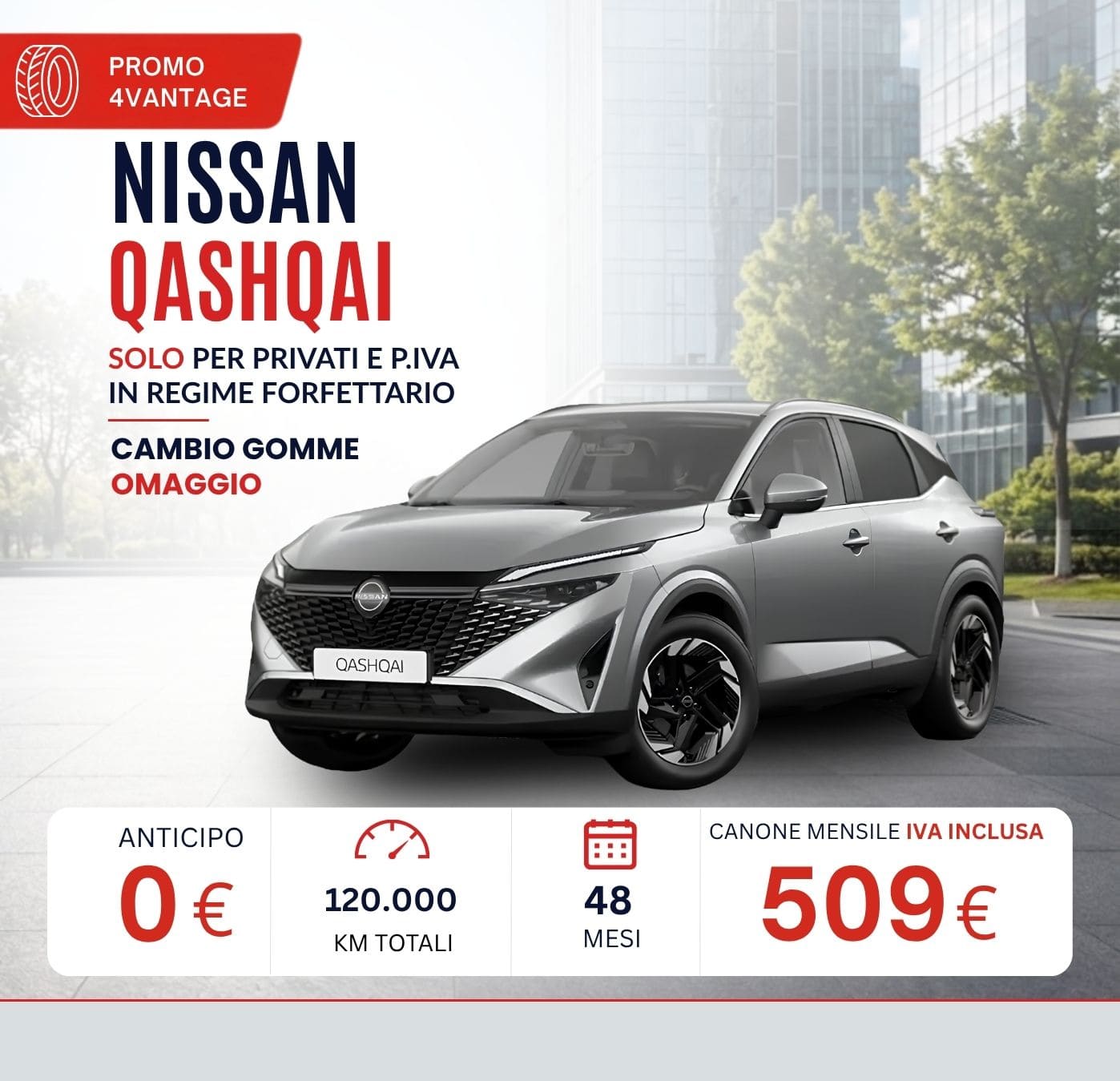 Nissan Qashqai – noleggio lungo termine ottobre 2026 da 509 € al mese