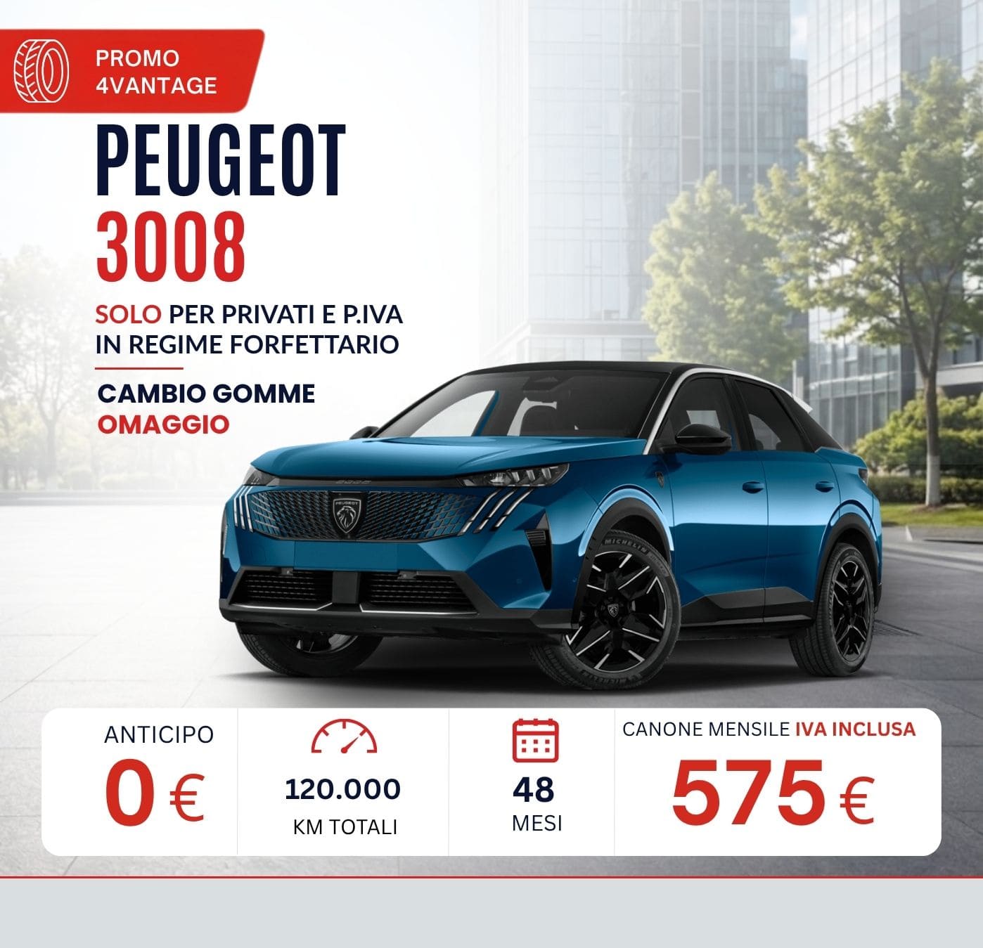 Peugeot 3008 – noleggio lungo termine ottobre 2026 da 575 € al mese